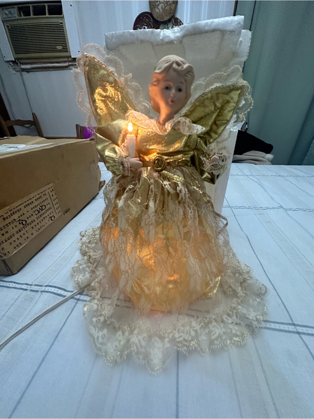 Gold Angel Table Lamp or Tree Topper- Decorative Home Accent